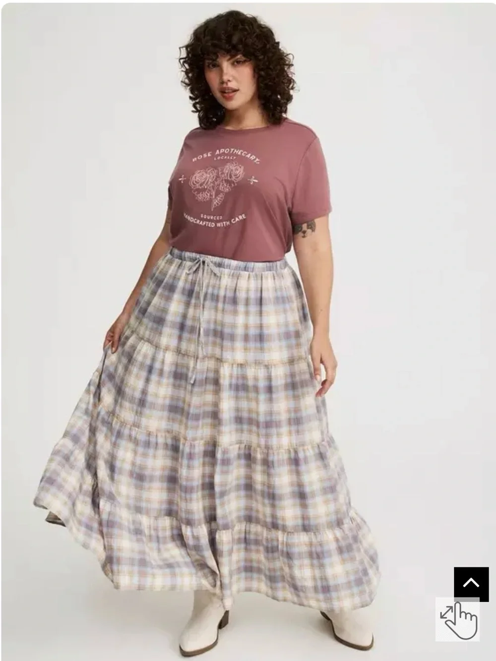 torrid Lavender & Cream Plaid Tiered Maxi Skirt